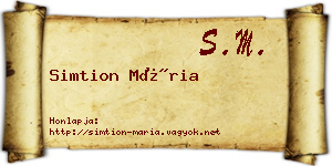 Simtion Mária névjegykártya
