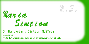 maria simtion business card